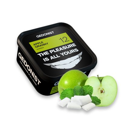 Табак Gedonist Apple granny № 12 (Зеленое яблоко с мятной жвачкой) 200 г 21955 Фото Інтернет магазину Кальянів - Пахан