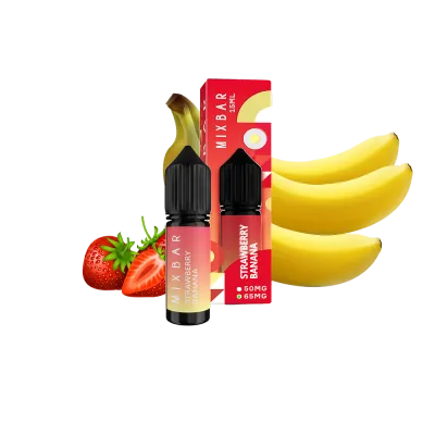 Рідина Mix Bar Salt Strawberry Banana (Банан Полуниця, 65 мг, 15 мл)   20440 Фото Інтернет магазина Кальянів - Пахан
